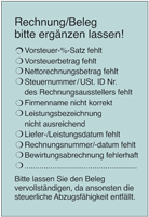 Rechnung/Beleg ergänzen